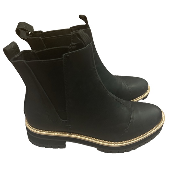 Toms Dakota Black Water Resistant Pull On Ortholite Lug Sole Chelsea Boots 8.5 - Picture 5 of 7